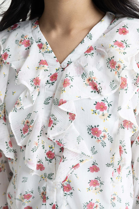 White Floral Top